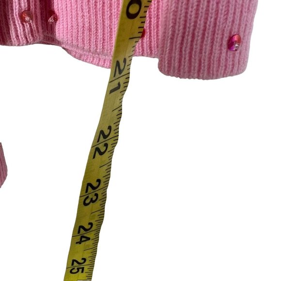 Storybrook Knits Pink V Neck Polka Dot Ramie Cotton Blend Cardigan Large - Picture 7 of 8